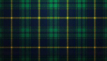 Obraz premium Dark green and black tartan plaid fabric pattern