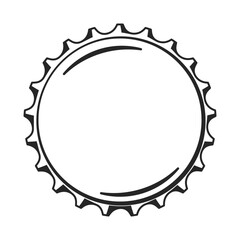 Top view of a blank bottle top or bottle cap line art vector illustration