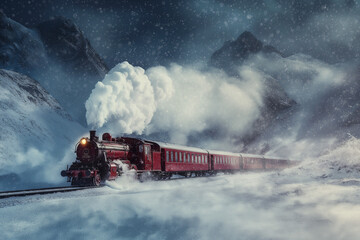 locomotive on a winter's night