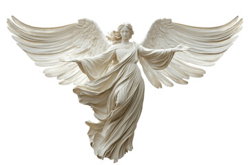 Fototapeta premium A detailed angel sculpture with outstretched wings, conveying a sense of grace and ethereal beauty.