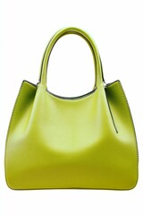Lime green leather handbag, simple design, elegant.