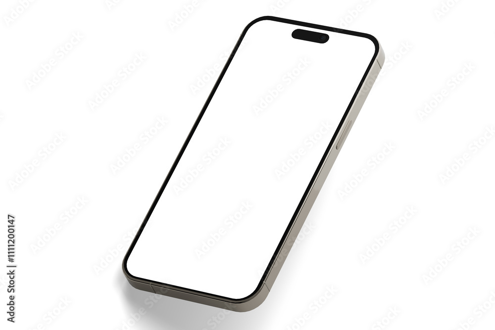 Poster 3D ultra realistic render illustration high quality smartphone mockup with isolated background. Smart phone mockup collection. Device front view. 3D mobile phone with shadow on white background.