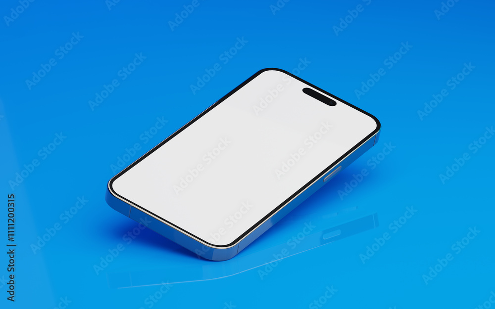 Aufkleber 3D ultra realistic render illustration high quality smartphone mockup with isolated background. Smart phone mockup collection. Device front view. 3D mobile phone with shadow on white background.