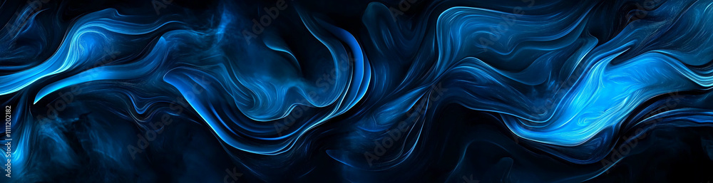 Leinwandbilder Abstract swirling blue patterns create a mesmerizing visual experience in a dark background