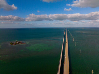 Aerial view of US Route 1 Overseas Highway to Key West Florida