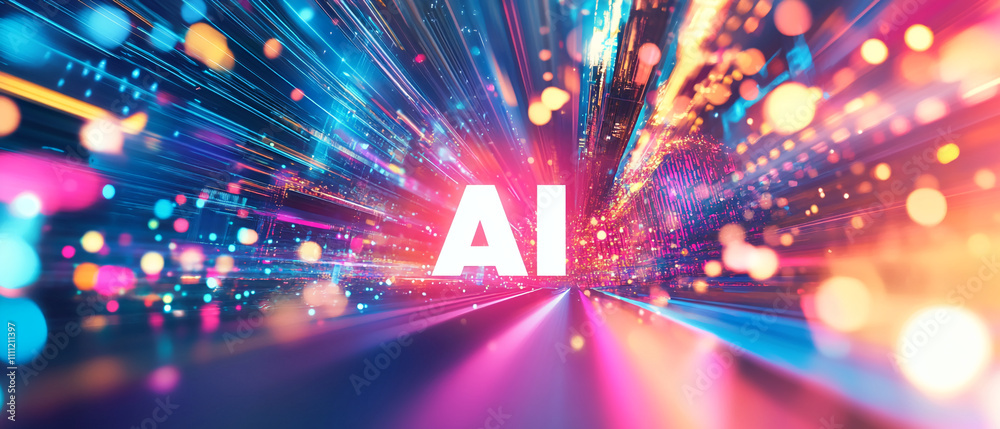Aufkleber colorful abstract background with ai text showcasing digital technology and innovation in a modern w