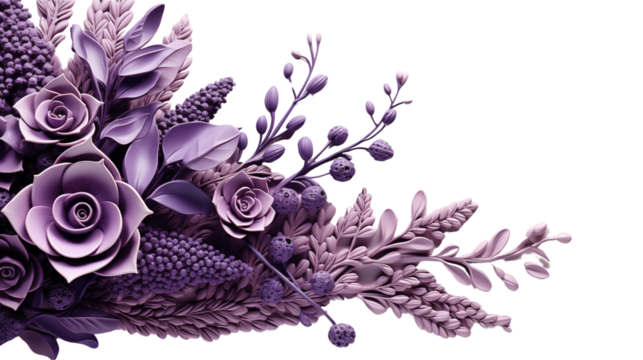A corner border of vibrant purple lavender flowers, adding elegance and charm to designs.