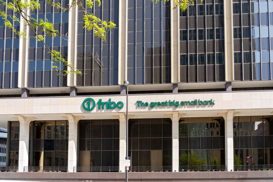 fnbo (First National Bank Omaha) headquarters in Omaha, Nebraska, USA, May 7, 2023.