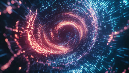Fototapeta premium Exploring a vibrant spiral of energy and light in a cosmic gateway through a digital universe