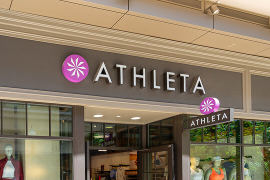 Salt Lake City, Utah, USA - May 15, 2023: An Athleta store at  a shopping mall in Salt Lake City, Utah, USA. Athleta is a brand owned by Gap Inc.