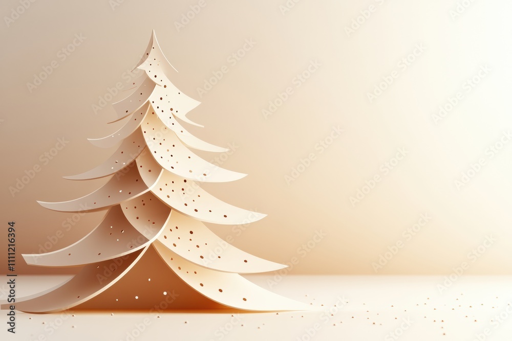 Aufkleber This layered paper Christmas tree showcases a minimalist design, perfect for adding personalized messages during the holiday season. Generative AI