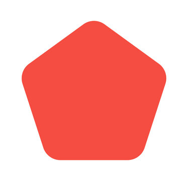 Red rounded corner pentagon shape