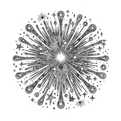 fireworks on new year's vector black and white