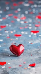 Fototapeta premium Colorful heart-shaped decorations create a festive atmosphere for affectionate celebrations on Valentine's Day