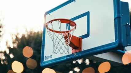 Basketball hoop with a net hanging from it
