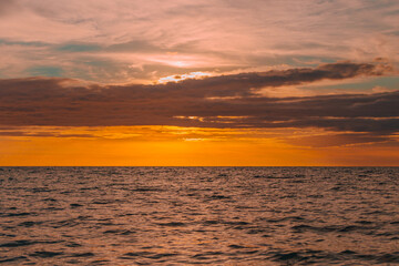 Dark orange sunset over the sea