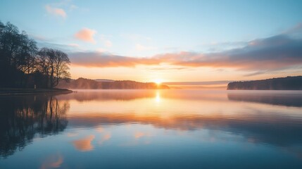 Fototapeta premium Serene Sunrise Over Lake