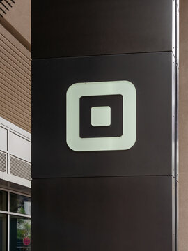 Square comany logo at its headquarters in San Francisco, CA, USA - June 6, 2023. Square is a financial services platform. 
