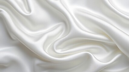 Luxurious White Satin Fabric Texture, Draped, Shimmering, Smooth Surface
