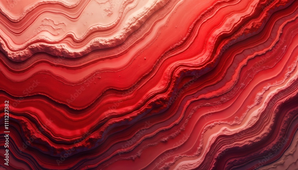 Poster Abstract textured surface with rich red tones, marbled patterns. Elegant design with varying shades of red, orange. Looks like textured stone rock. Potential uses include wallpaper background design.