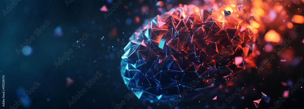 Aufkleber Dynamic abstract visualization of interconnected shapes showcasing vibrant colors and intricate patterns in a futuristic setting