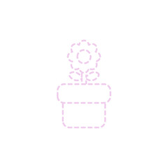 シンプルな波線のお花の鉢植えアイコン♪PNG