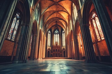 Fototapeta premium Majestic Gothic Cathedral: Stunning 3D Representation of Ancient Architectural Beauty