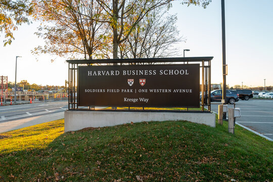 Boston, MA, USA - November 11, 2023: The ground sign of
Harvard business school in Boston, MA, USA. Harvard Business School is the graduate business school of Harvard University.

