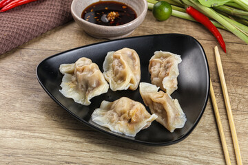 Asian steamed dumplings with meat