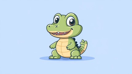 Fototapeta premium Cute cartoon baby crocodile illustration.
