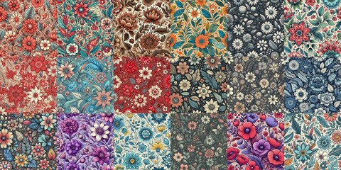 Fototapeta premium Cartoon flowers background. AI generated illustration