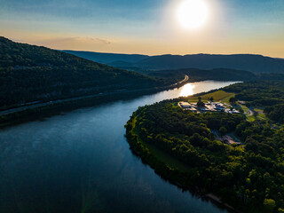 drone view of Chattanooga TN. and the Tennessee River