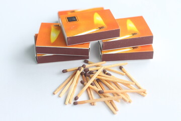 matches in box isolated on white background