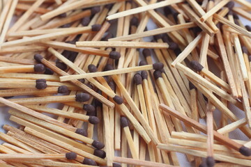 wooden match texture, close up of new wooden matches. abstact background