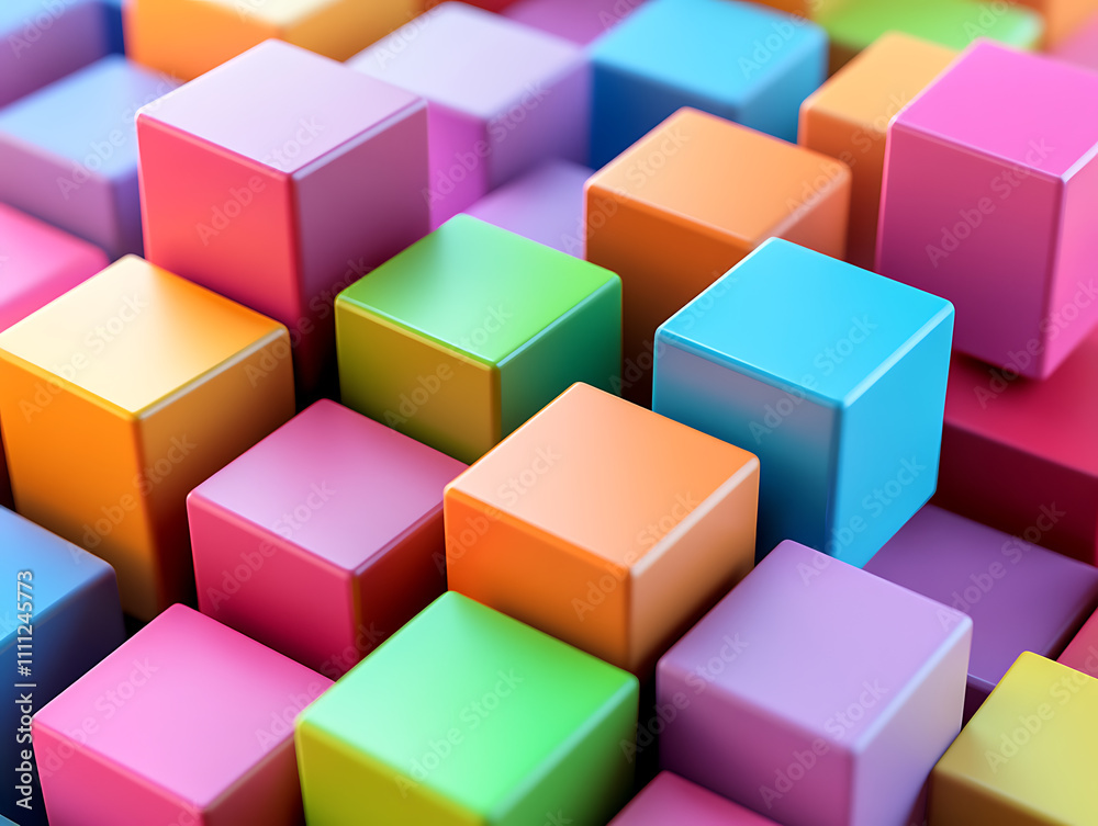 Aufkleber abstract 3d render of cubes