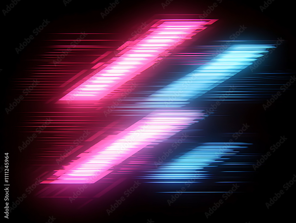 Poster abstract arrow speed motion light effect with blue and pink glow on dark background