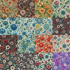 Fototapeta premium Cartoon flowers background. AI generated illustration