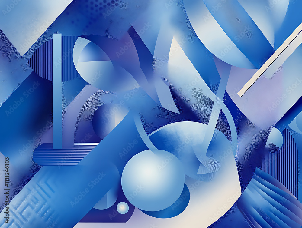 Aufkleber abstract background design composition with blue geometric shapes