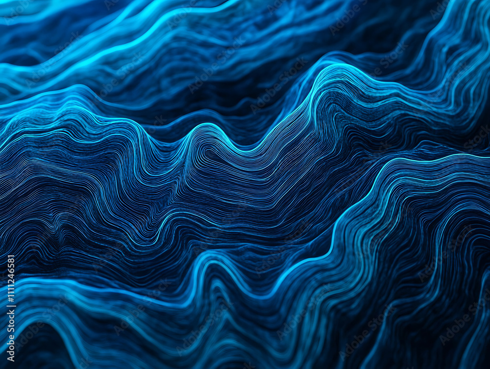 Poster abstract blue wavy line graphic design for web and ppt backgrounds