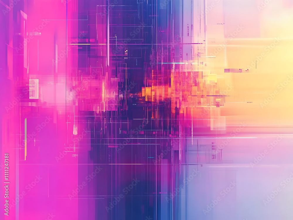 Aufkleber abstract digital geometric cubes background with copy space
