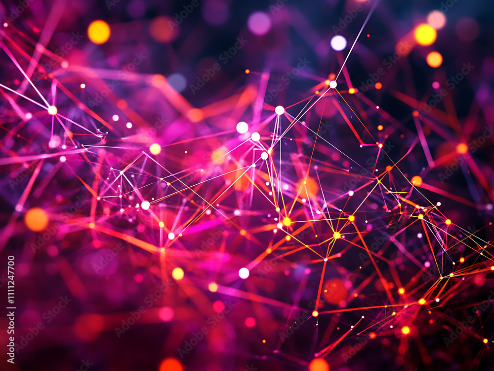 Poster Abstract statistical big data concept complexity graphs and analytical diagrams in technology background bright neon dark