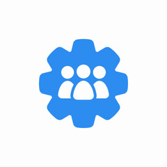 solid team management cog icon sign vector