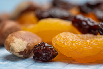 Nuts and dried fruits creating a colorful and healthy mix