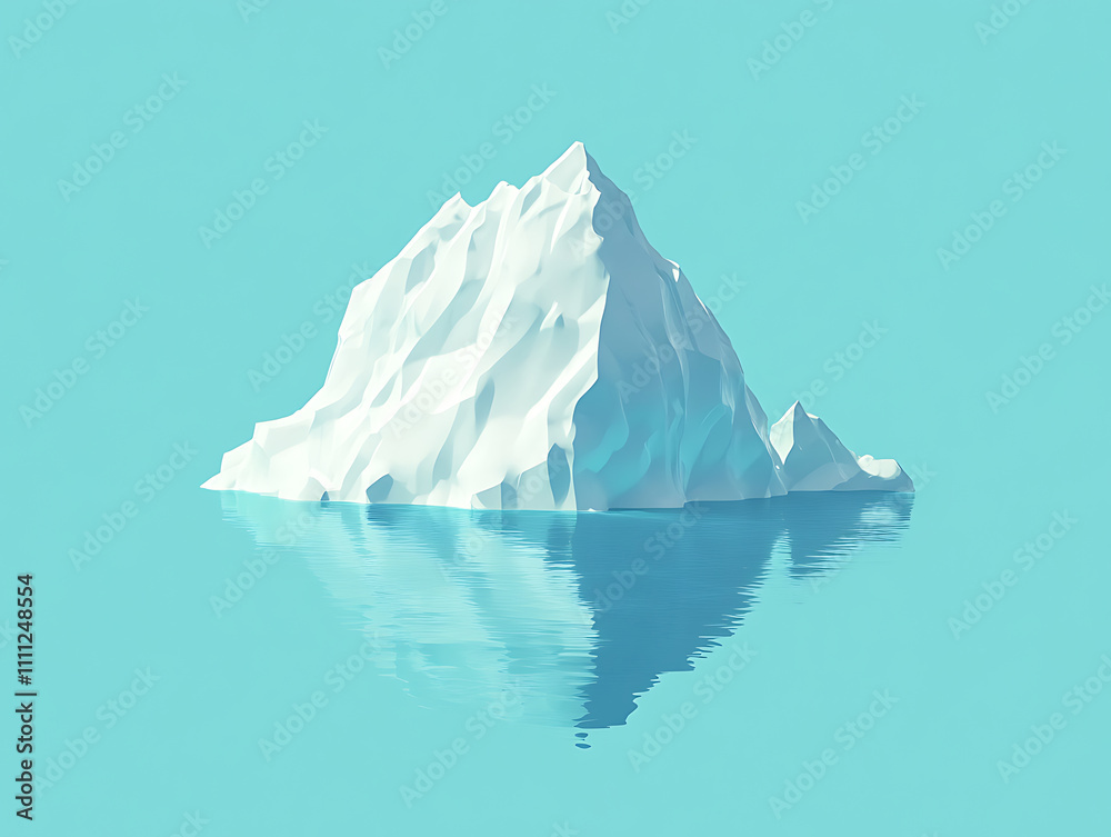 Poster an iceberg visible above and below water on a clear blue background, illustrating the concept of hid