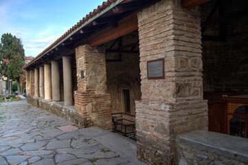 The historic church of Saint Sophia in the old town of Ohrid. Built on the foundations of a 5th century Roman church, rulers have continually destroyed and rebuilt the structure.