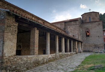 The historic church of Saint Sophia in the old town of Ohrid. Built on the foundations of a 5th century Roman church, rulers have continually destroyed and rebuilt the structure.