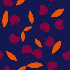 Summer fruit seamless cherry berry pattern for wrapping paper and fabrics