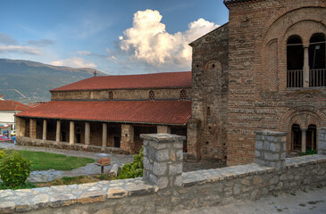 The historic church of Saint Sophia in the old town of Ohrid. Built on the foundations of a 5th century Roman church, rulers have continually destroyed and rebuilt the structure.