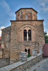 The historic church of Saint Sophia in the old town of Ohrid. Built on the foundations of a 5th century Roman church, rulers have continually destroyed and rebuilt the structure.