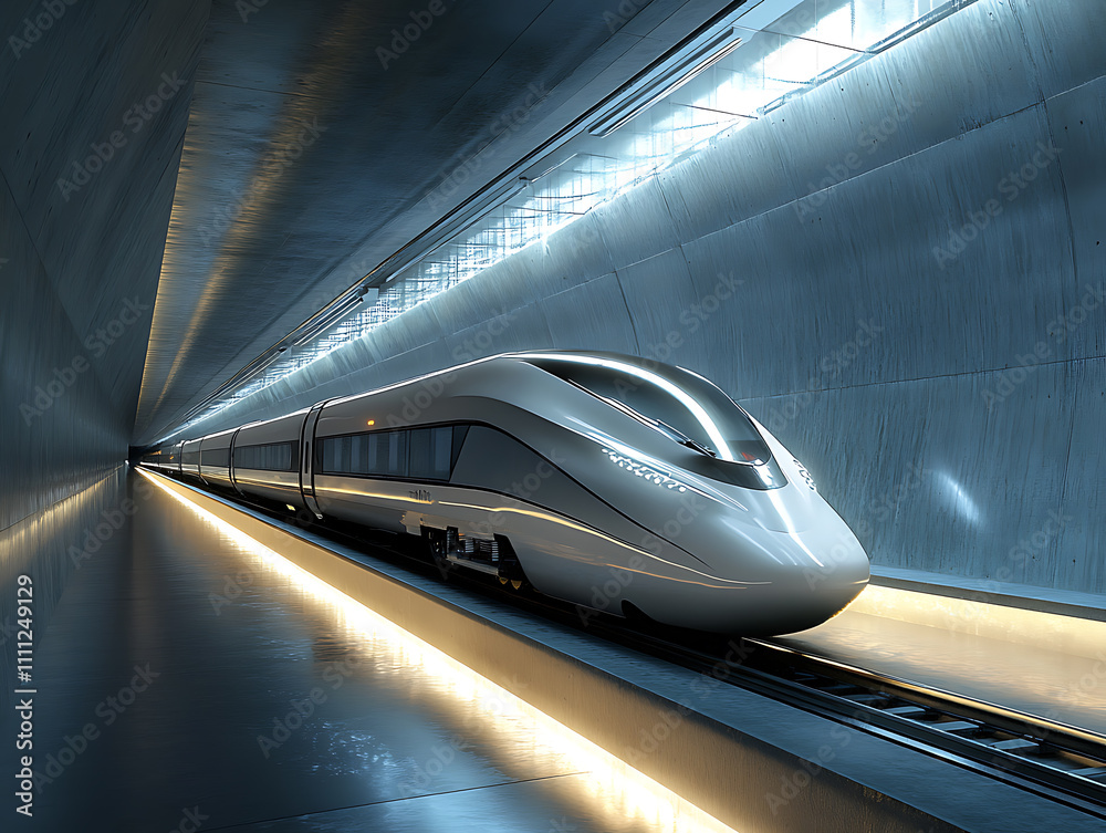 Poster Digital high speed railway bullet train, 3d rendering